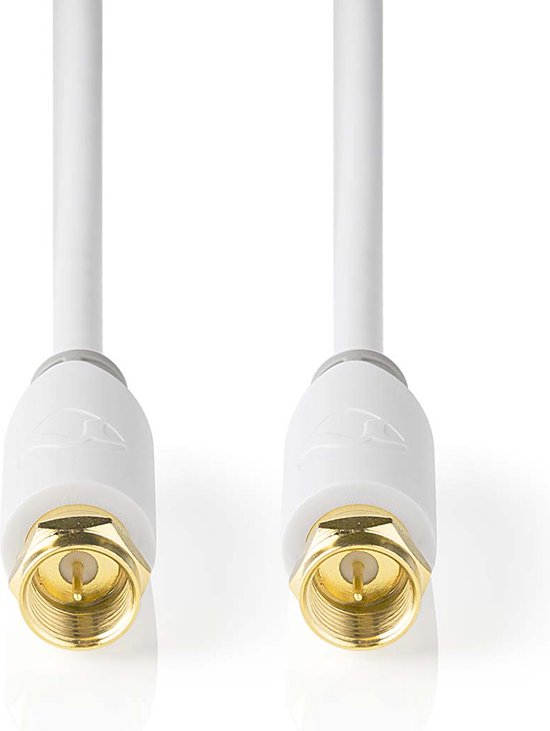 Nedis Satelliet- en Antennekabel - F-Male - F-Male - Verguld - 75 Ohm - Enkelvoudig Afgeschermd - 2.00 m - Rond - PVC - Wit - Doos - afbeelding 1