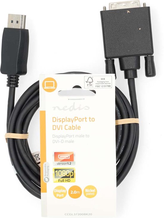 | DisplayPort Male | DVI-D 24+1-Pins Male | | | m | | | Zwart | - afbeelding 12