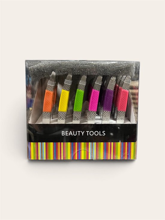 Beauty Tools Eyebrow Tweezer Anti Slip Different Colors 24 Stuks - afbeelding 1