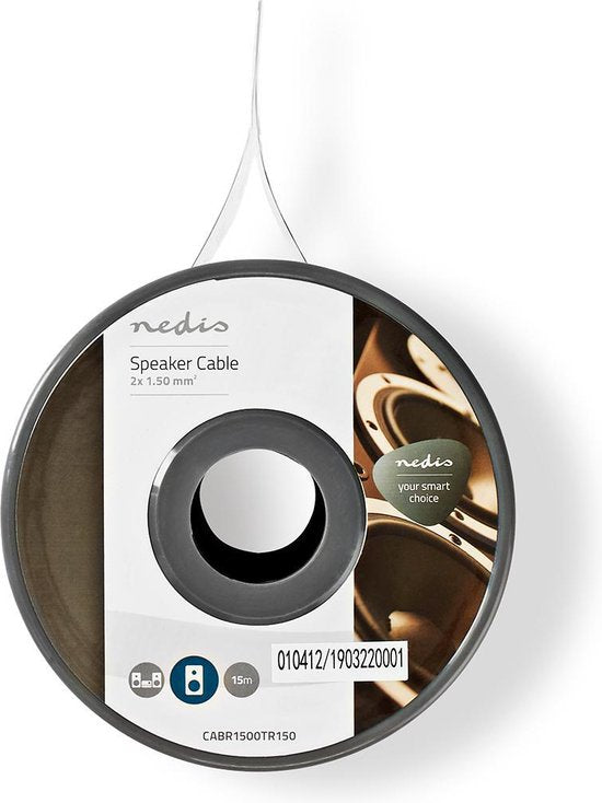 Nedis Speaker-Kabel - 2 x 1.50 mm² - Koper - 15.0 m - Rond - PVC - Transparant - Rol - afbeelding 4
