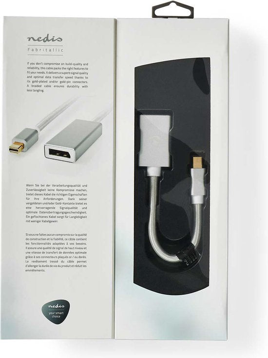 Nedis Mini DisplayPort-Kabel - DisplayPort 1.2 - Mini-DisplayPort Male - DisplayPort Female - 21.6 Gbps - Verguld - 0.20 m - Rond - Gevlochten - Zilver - Cover Window Box - afbeelding 7