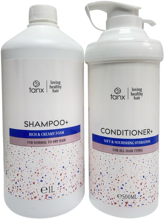 TANX Professonal Rich & Creamy Foam Shampoo+ 1000 ml met pomp + Conditioner 500 ml met pomp Soft & Nourishing Hydratation By Paris - afbeelding 1
