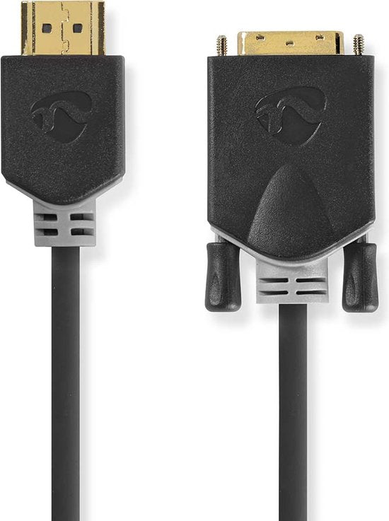 Nedis HDMI Kabel - HDMI Connector - DVI-D 24+1-Pins Male - 1080p - Verguld - 2.00 m - Recht - PVC - Antraciet - Doos - afbeelding 1