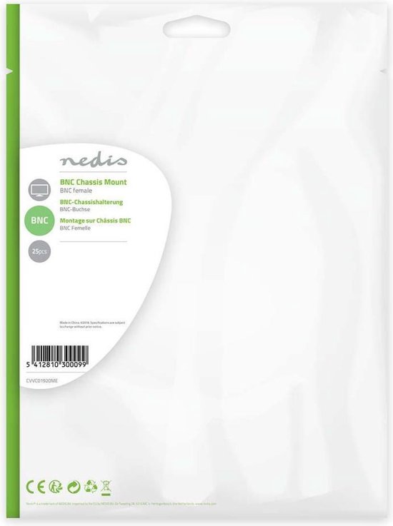Nedis BNC-Kabelbeschermer - Recht - Female - Vernikkeld - 50 Ohm - Soldeer - Staal - Zilver - 25 Stuks - Polybag - afbeelding 7