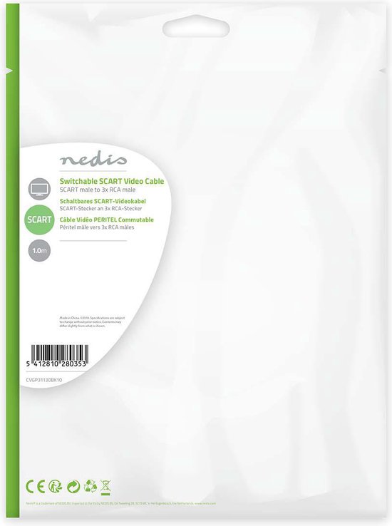Nedis Scart - Composiet 3RCA kabel - 2 meter - afbeelding 10