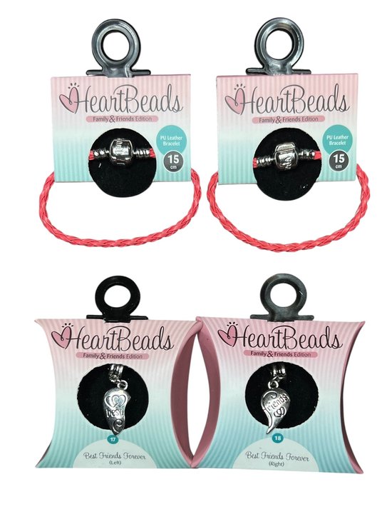 HeartBeads BestFriends Armbandjes Rood PU Leer 15cm - afbeelding 1