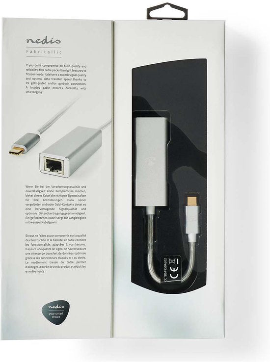 Nedis USB-netwerkadapter - USB 3.2 Gen 1 - 1 Gbps - USB-C Male - RJ45 Female - 0.20 m - Rond - Verguld - Vertind-Koper - Zilver - Cover Window Box - afbeelding 7