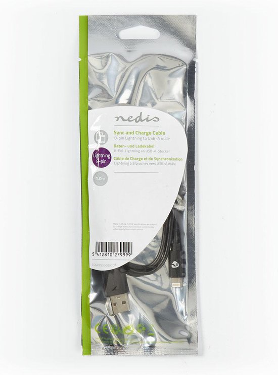 Nedis Lightning naar USB kabel - zwart - meter - afbeelding 19