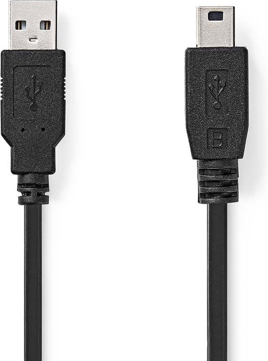 Nedis USB-Kabel - USB 2.0 - USB-A Male - USB Mini-B 5-Pins Male - 480 Mbps - Vernikkeld - 2.00 m - Rond - PVC - Zwart - Label - afbeelding 3