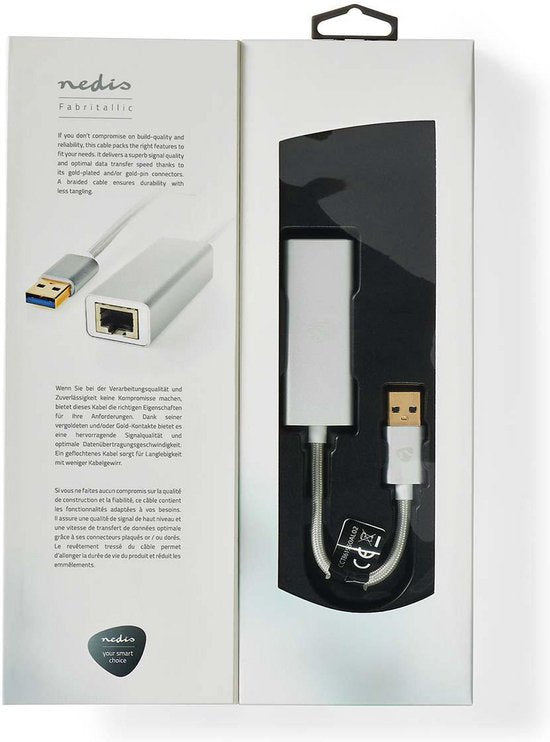 Nedis USB-netwerkadapter - USB 3.2 Gen 1 - 1 Gbps - USB-A Male - RJ45 Female - 0.20 m - Rond - Verguld - Koper - Zilver - Cover Window Box - afbeelding 7