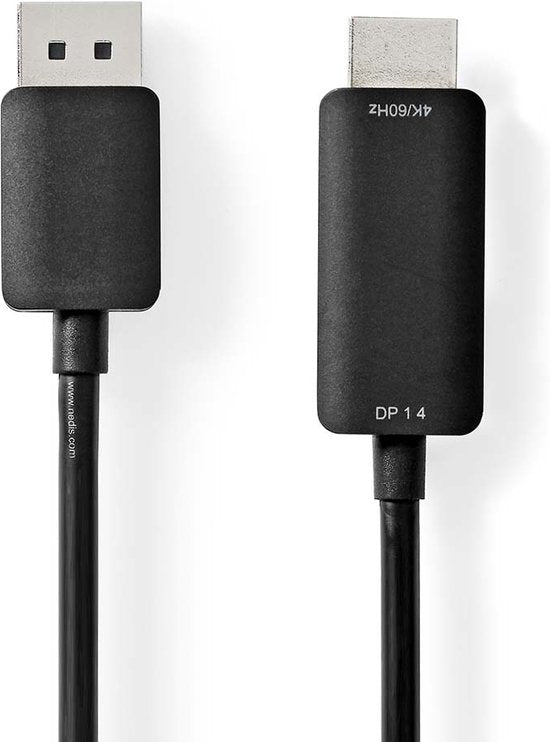 Nedis DisplayPort-Kabel - DisplayPort Male - HDMI Connector - 4K@60Hz - Vernikkeld - 2.00 m - Rond - PVC - Zwart - Doos - afbeelding 1