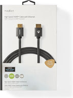 Nedis High Speed ​​HDMI-Kabel met Ethernet - HDMI Connector - HDMI Connector - 4K@60Hz - ARC - 18 Gbps - 0.50 m - Rond - Katoen - Grijs / Gun Metal Grijs - Cover Window Box - afbeelding 10
