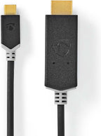 Nedis USB-C Adapter - USB 3.2 Gen 1 - USB-C Male - HDMI Connector - 4K@60Hz - 2.00 m - Rond - Verguld - PVC - Antraciet - Doos - afbeelding 1