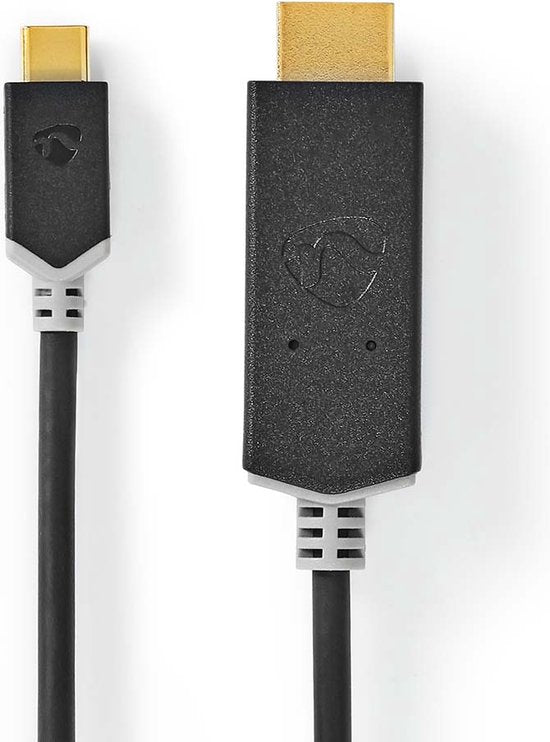 Nedis USB-C Adapter - USB 3.2 Gen 1 - USB-C Male - HDMI Connector - 4K@60Hz - 2.00 m - Rond - Verguld - PVC - Antraciet - Doos - afbeelding 1