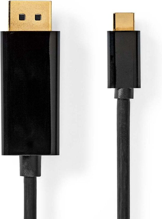 Nedis USB-C Adapter - USB 3.2 Gen 1 - USB-C Male - DisplayPort Male - 4K@60Hz - 2.00 m - Rond - Verguld - PVC - Zwart - Doos - afbeelding 3