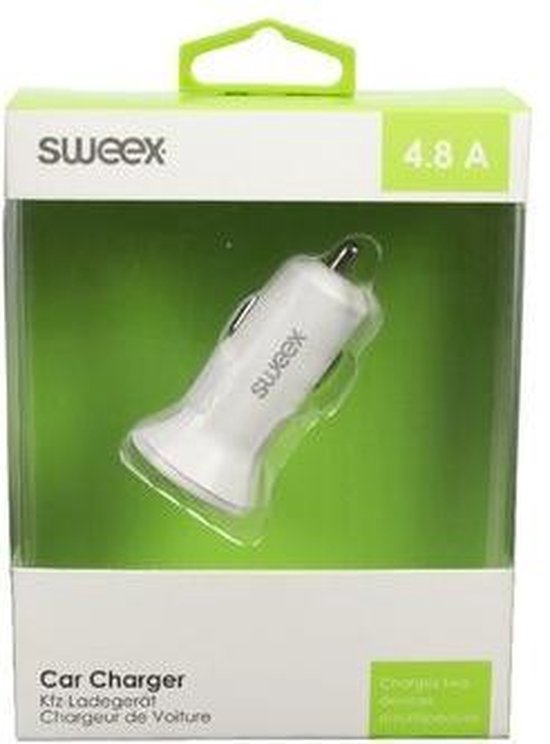 Sweex CH-012WH Autolader 2-uitgangen 4.8 A 2x Usb Wit - afbeelding 6