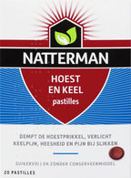 Natterman Hoest en Keel pastilles - Dempt de hoestprikkel - Verlicht keelpijn, heesheid en pijn bij slikken - Suikervrij - Anti-hoestmiddel - Medisch hulpmiddel - Vanaf 6 jaar - 20 pastilles - afbeelding 1