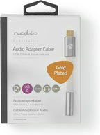 Nedis USB-C Adapter - USB 2.0 - USB-C Male - 3,5 mm Female - 0.08 m - Rond - Verguld - Gevlochten / Nylon - Wit / Zilver - Cover Window Box - afbeelding 5