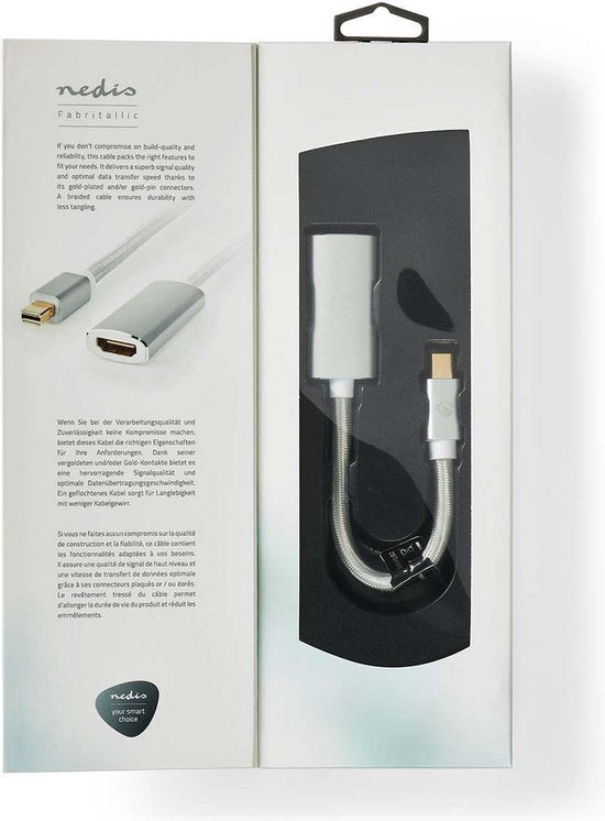 Nedis Mini DisplayPort-Kabel - DisplayPort 1.2 - Mini-DisplayPort Male - HDMI Output - 21.6 Gbps - Verguld - 0.20 m - Rond - Gevlochten - Zilver - Cover Window Box - afbeelding 7