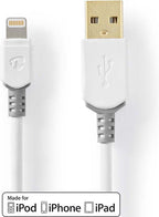 Nedis Lightning Kabel - USB 2.0 - Apple Lightning 8-Pins - USB-A Male - 480 Mbps - Verguld - 2.00 m - Rond - PVC - Grijs / Wit - Doos - afbeelding 3