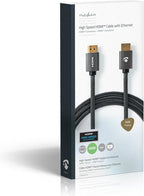 Nedis High Speed ​​HDMI-Kabel met Ethernet - HDMI Connector - HDMI Connector - 4K@60Hz - ARC - 18 Gbps - 1.00 m - Rond - Katoen - Gun Metal Grijs - Cover Window Box - afbeelding 8