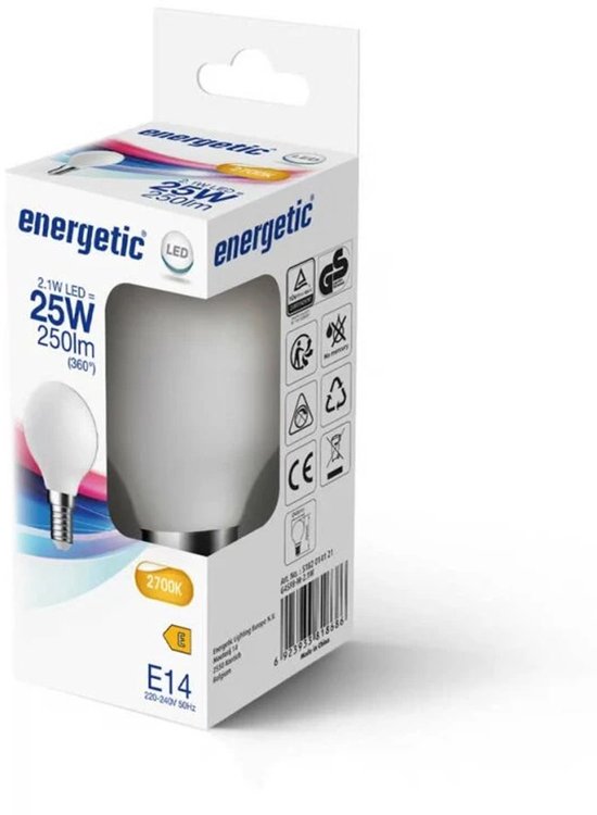 LED filamentlamp, E14, G45, 2,5 W, 2700 K, 250 lm, glas wit - afbeelding 2