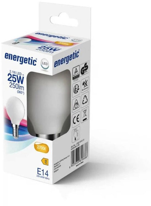 LED filamentlamp, E14, G45, 2,5 W, 2700 K, 250 lm, glas wit - afbeelding 2