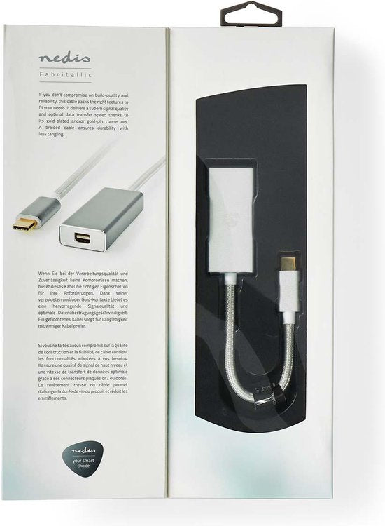 Nedis USB-C Adapter - USB 3.2 Gen 1 - USB-C Male - Mini DisplayPort Female - 0.20 m - Rond - Verguld - Gevlochten / Nylon - Zilver - Cover Window Box - afbeelding 7