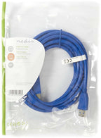 Nedis USB-Kabel - USB 3.2 Gen 1 - USB-A Male - USB-B Male - 5 Gbps - Vernikkeld - 3.00 m - Rond - PVC - Blauw - Envelop - afbeelding 4