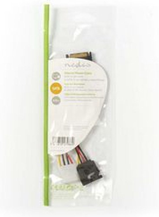 Nedis Interne Voedingskabel - SATA 15-Pins Male - Molex Female / SATA 15-Pins Female - Verguld - 0.20 m - Rond - PVC - Multicolour - Envelop - afbeelding 3