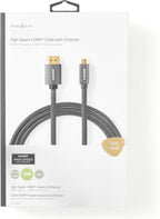 High Speed ​​HDMI-Kabel met Ethernet - HDMI Connector - HDMI Micro-Connector - 4K@60Hz - 18 Gbps - 2.00 m - Rond - Katoen - Antraciet / Gun Metal Grijs - Cover Window Box - afbeelding 4