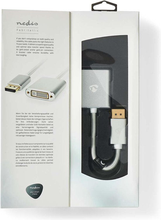 Nedis DisplayPort-Kabel - DisplayPort Male - DVI-D 24+1-Pins Female - 1080p - Verguld - 0.20 m - Rond - Gevlochten - Zilver - Cover Window Box - afbeelding 6