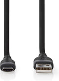 Nedis USB-Kabel - USB 2.0 - USB-A Male - USB-C Male - 15 W - 480 Mbps - Vernikkeld - 1.50 m - Rond - Silicone - Zwart - Doos - afbeelding 1