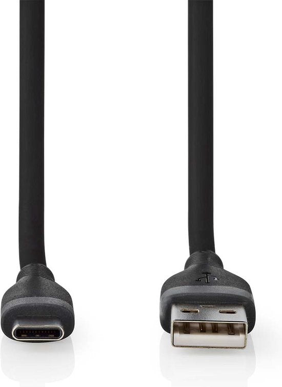 Nedis USB-Kabel - USB 2.0 - USB-A Male - USB-C Male - 15 W - 480 Mbps - Vernikkeld - 1.50 m - Rond - Silicone - Zwart - Doos - afbeelding 1
