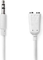 Nedis Stereo-Audiokabel - 3,5 mm Male - 2x 3,5 mm Female - Vernikkeld - 0.20 m - Rond - Wit - Envelop - afbeelding 2