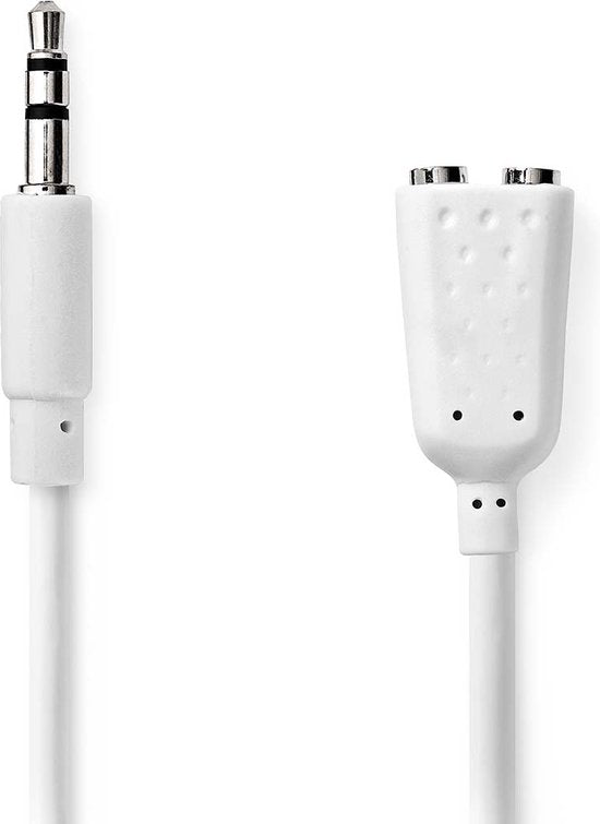 Nedis Stereo-Audiokabel - 3,5 mm Male - 2x 3,5 mm Female - Vernikkeld - 0.20 m - Rond - Wit - Envelop - afbeelding 2