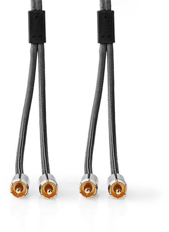 Nedis Stereo-Audiokabel - 2x RCA Male - 2x RCA Male - Verguld - 1.00 m - Rond - Grijs / Gun Metal Grijs - Cover Window Box - afbeelding 5