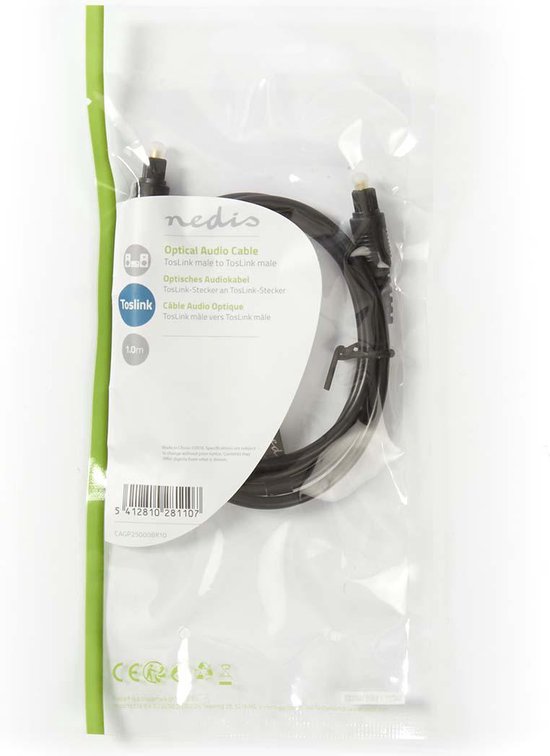 Nedis Optische Audiokabel - TosLink Male - TosLink Male - m - Rond - PVC - Zwart - afbeelding 18