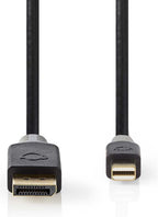 Nedis Mini DisplayPort-Kabel - DisplayPort 1.4 - Mini-DisplayPort Male - DisplayPort Male - 48 Gbps - Verguld - 2.00 m - Rond - PVC - Antraciet - Window Box - afbeelding 6
