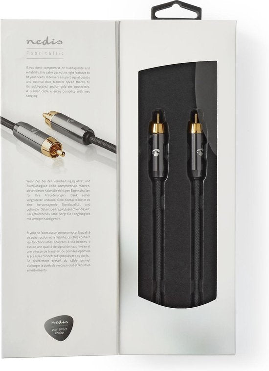 Nedis - RCA Male - RCA Male - Verguld - m - Rond - Gun Metal Grijs - Cover Box - afbeelding 13