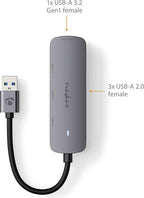 Nedis USB-Hub - USB-A Male - 4x USB A Female - 4-Poorts poort(en) - USB 2.0 / USB 3.2 Gen 1 - USB Gevoed - afbeelding 4