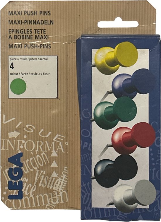 Lega Maxi Push Pins Groen 3 x 4 stuks - afbeelding 2