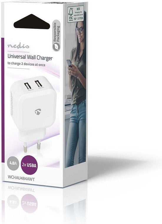 Wandoplader | 4,8 A | 2 uitgangen | USB-A | - afbeelding 23