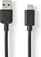 Nedis USB-Kabel - USB 3.2 Gen 2 - USB-A Male - USB-C Male - 60 W - 10 Gbps - Vernikkeld - 1.00 m - Rond - PVC - Zwart - Doos - afbeelding 1