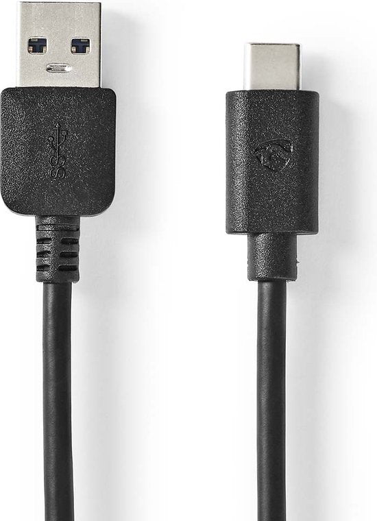 Nedis USB-Kabel - USB 3.2 Gen 2 - USB-A Male - USB-C Male - 60 W - 10 Gbps - Vernikkeld - 1.00 m - Rond - PVC - Zwart - Doos - afbeelding 1