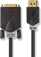 Nedis DisplayPort-Kabel - DisplayPort Male - DVI-D 24+1-Pins Male - 4K@30Hz - Verguld - 2.00 m - Rond - PVC - Antraciet - Window Box - afbeelding 1
