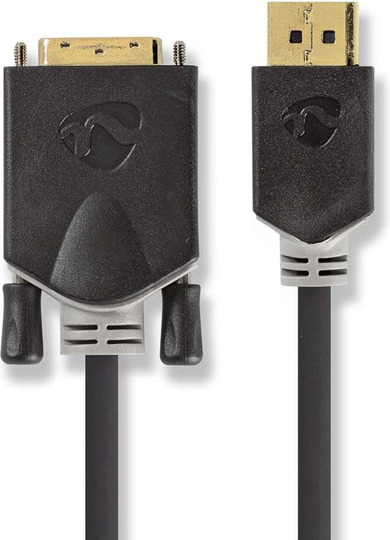 Nedis DisplayPort-Kabel - DisplayPort Male - DVI-D 24+1-Pins Male - 4K@30Hz - Verguld - 2.00 m - Rond - PVC - Antraciet - Window Box - afbeelding 1