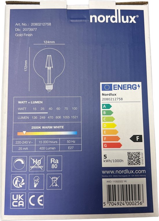 Nordlux Classic Deco Globe ledlamp E27 – 5,4W – 380lm – extra warm wit – Ø 12cm - afbeelding 2