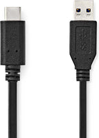 Nedis USB-Kabel - USB 3.2 Gen 2 - USB-A Male - USB-C Male - 60 W - 10 Gbps - Vernikkeld - 1.00 m - Rond - PVC - Zwart - Label - afbeelding 3