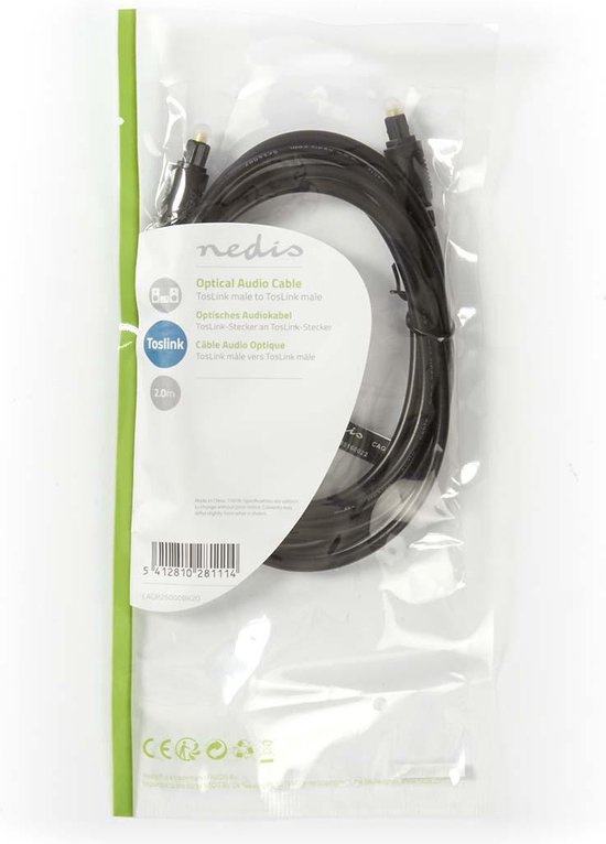 Nedis Optische Audiokabel - TosLink Male - TosLink Male - m - Rond - PVC - Zwart - afbeelding 38